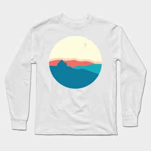 Cute Mountain view illustration with moon Long Sleeve T-Shirt